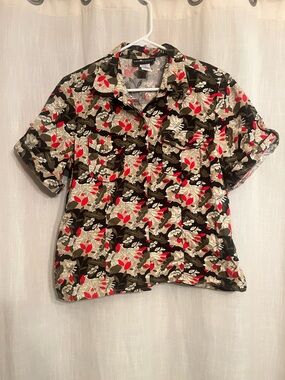 Sag Harbor Tropical Button-Up Vintage Petite Medium